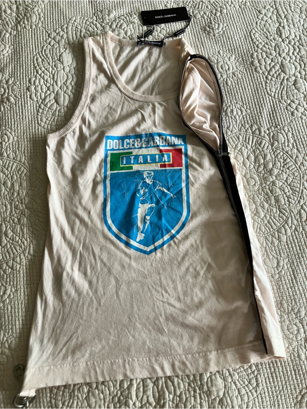 NWT Dolce & Gabbana  Italia Shield Graphic Tank Top with Blue Accents